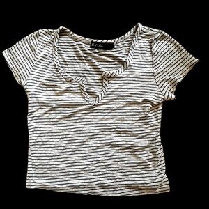 Soft Casual Striped Top with V Neck